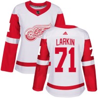 Adidas Detroit Red Wings #71 Dylan Larkin White Road Authentic Women's Stitched NHL Jersey