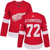 Adidas Detroit Red Wings #72 Andreas Athanasiou Red Home Authentic Women's Stitched NHL Jersey