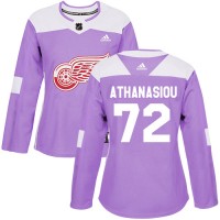 Adidas Detroit Red Wings #72 Andreas Athanasiou Purple Authentic Fights Cancer Women's Stitched NHL Jersey