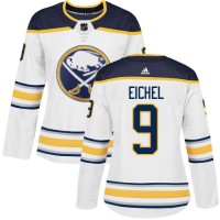 Adidas Buffalo Sabres #9 Jack Eichel White Road Authentic Women's Stitched NHL Jersey