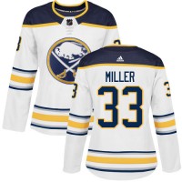 Adidas Buffalo Sabres #33 Colin Miller White Road Authentic Women's Stitched NHL Jersey