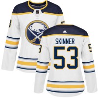 Adidas Buffalo Sabres #53 Jeff Skinner White Road Authentic Women's Stitched NHL Jersey