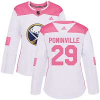 Adidas Buffalo Sabres #29 Jason Pominville White/Pink Authentic Fashion Women's Stitched NHL Jersey