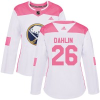 Adidas Buffalo Sabres #26 Rasmus Dahlin White/Pink Authentic Fashion Women's Stitched NHL Jersey