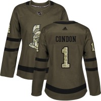Adidas Ottawa Senators #1 Mike Condon Green Salute to Service Women's Stitched NHL Jersey