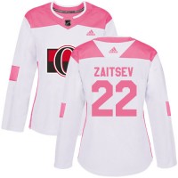Adidas Ottawa Senators #22 Nikita Zaitsev White/Pink Authentic Fashion Women's Stitched NHL Jersey