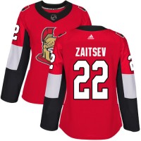 Adidas Ottawa Senators #22 Nikita Zaitsev Red Home Authentic Women's Stitched NHL Jersey