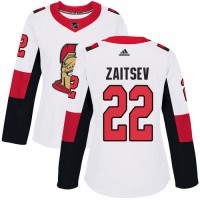 Adidas Ottawa Senators #22 Nikita Zaitsev White Road Authentic Women's Stitched NHL Jersey
