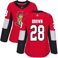 Adidas Ottawa Senators #28 Connor Brown Red Home Authentic Women's Stitched NHL Jersey
