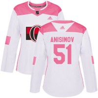 Adidas Ottawa Senators #51 Artem Anisimov White/Pink Authentic Fashion Women's Stitched NHL Jersey