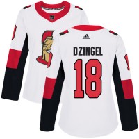 Adidas Ottawa Senators #18 Ryan Dzingel White Road Authentic Women's Stitched NHL Jersey