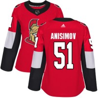 Adidas Ottawa Senators #51 Artem Anisimov Red Home Authentic Women's Stitched NHL Jersey