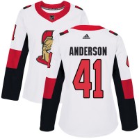 Adidas Ottawa Senators #41 Craig Anderson White Road Authentic Women's Stitched NHL Jersey