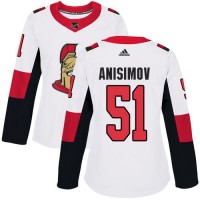 Adidas Ottawa Senators #51 Artem Anisimov White Road Authentic Women's Stitched NHL Jersey