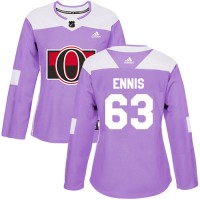 Adidas Ottawa Senators #63 Tyler Ennis Purple Authentic Fights Cancer Women's Stitched NHL Jersey