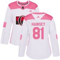 Adidas Ottawa Senators #81 Ron Hainsey White/Pink Authentic Fashion Women's Stitched NHL Jersey