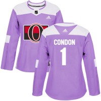 Adidas Ottawa Senators #1 Mike Condon Purple Authentic Fights Cancer Women's Stitched NHL Jersey
