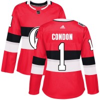 Adidas Ottawa Senators #1 Mike Condon Red Authentic 2017 100 Classic Women's Stitched NHL Jersey