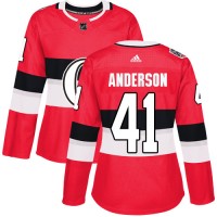 Adidas Ottawa Senators #41 Craig Anderson Red Authentic 2017 100 Classic Women's Stitched NHL Jersey