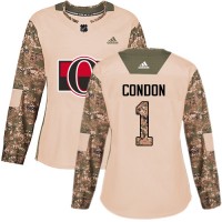 Adidas Ottawa Senators #1 Mike Condon Camo Authentic 2017 Veterans Day Women's Stitched NHL Jersey
