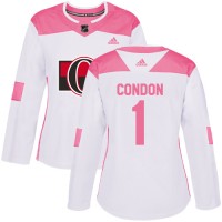 Adidas Ottawa Senators #1 Mike Condon White/Pink Authentic Fashion Women's Stitched NHL Jersey