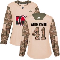 Adidas Ottawa Senators #41 Craig Anderson Camo Authentic 2017 Veterans Day Women's Stitched NHL Jersey