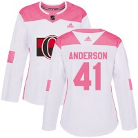 Adidas Ottawa Senators #41 Craig Anderson White/Pink Authentic Fashion Women's Stitched NHL Jersey