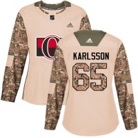 Adidas Ottawa Senators #65 Erik Karlsson Camo Authentic 2017 Veterans Day Women's Stitched NHL Jersey