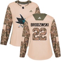 Adidas San Jose Sharks #22 Jonny Brodzinski Camo Authentic 2017 Veterans Day Women's Stitched NHL Jersey
