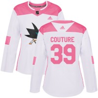 Adidas San Jose Sharks #39 Logan Couture White/Pink Authentic Fashion Women's Stitched NHL Jersey