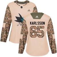 Adidas San Jose Sharks #65 Erik Karlsson Camo Authentic 2017 Veterans Day Women's Stitched NHL Jersey