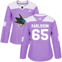 Adidas San Jose Sharks #65 Erik Karlsson Purple Authentic Fights Cancer Women's Stitched NHL Jersey