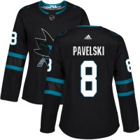 Adidas San Jose Sharks #8 Joe Pavelski Black Alternate Authentic Women's Stitched NHL Jersey