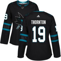 Adidas San Jose Sharks #19 Joe Thornton Black Alternate Authentic Women's Stitched NHL Jersey