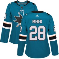 Adidas San Jose Sharks #28 Timo Meier Teal Home Authentic Women's Stitched NHL Jersey