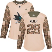 Adidas San Jose Sharks #28 Timo Meier Camo Authentic 2017 Veterans Day Women's Stitched NHL Jersey