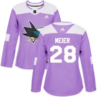 Adidas San Jose Sharks #28 Timo Meier Purple Authentic Fights Cancer Women's Stitched NHL Jersey