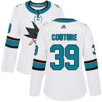 Adidas San Jose Sharks #39 Logan Couture White Road Authentic Women's Stitched NHL Jersey