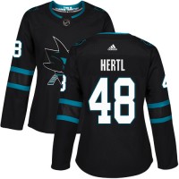 Adidas San Jose Sharks #48 Tomas Hertl Black Alternate Authentic Women's Stitched NHL Jersey
