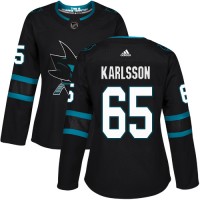 Adidas San Jose Sharks #65 Erik Karlsson Black Alternate Authentic Women's Stitched NHL Jersey