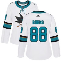 Adidas San Jose Sharks #88 Brent Burns White Road Authentic Women's Stitched NHL Jersey