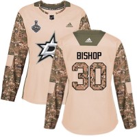 Adidas Dallas Stars #30 Ben Bishop Camo Authentic 2017 Veterans Day Women's 2020 Stanley Cup Final Stitched NHL Jersey
