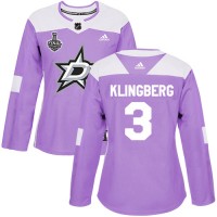 Adidas Dallas Stars #3 John Klingberg Purple Authentic Fights Cancer Women's 2020 Stanley Cup Final Stitched NHL Jersey