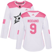 Adidas Dallas Stars #9 Mike Modano White/Pink Authentic Fashion Women's Stitched NHL Jersey
