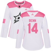 Adidas Dallas Stars #14 Jamie Benn White/Pink Authentic Fashion Women's Stitched NHL Jersey