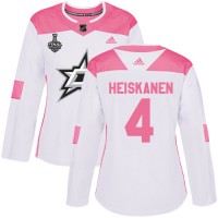 Adidas Dallas Stars #4 Miro Heiskanen White/Pink Authentic Fashion Women's 2020 Stanley Cup Final Stitched NHL Jersey