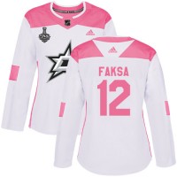 Adidas Dallas Stars #12 Radek Faksa White/Pink Authentic Fashion Women's 2020 Stanley Cup Final Stitched NHL Jersey