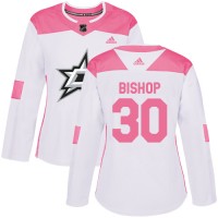 Adidas Dallas Stars #30 Ben Bishop White/Pink Authentic Fashion Women's Stitched NHL Jersey