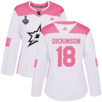 Adidas Dallas Stars #18 Jason Dickinson White/Pink Authentic Fashion Women's 2020 Stanley Cup Final Stitched NHL Jersey