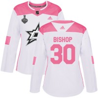 Adidas Dallas Stars #30 Ben Bishop White/Pink Authentic Fashion Women's 2020 Stanley Cup Final Stitched NHL Jersey
